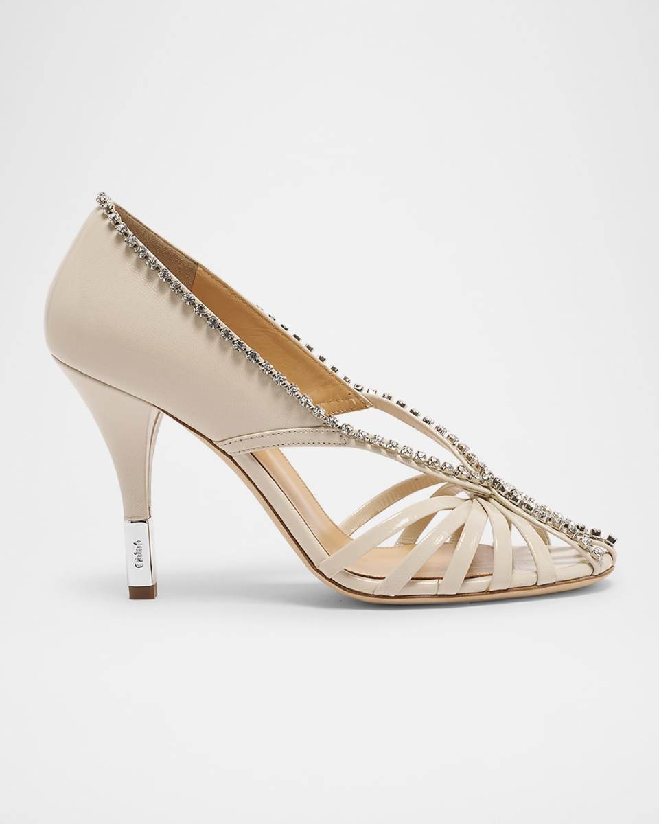 Leonie Strass Caged Leather Pumps